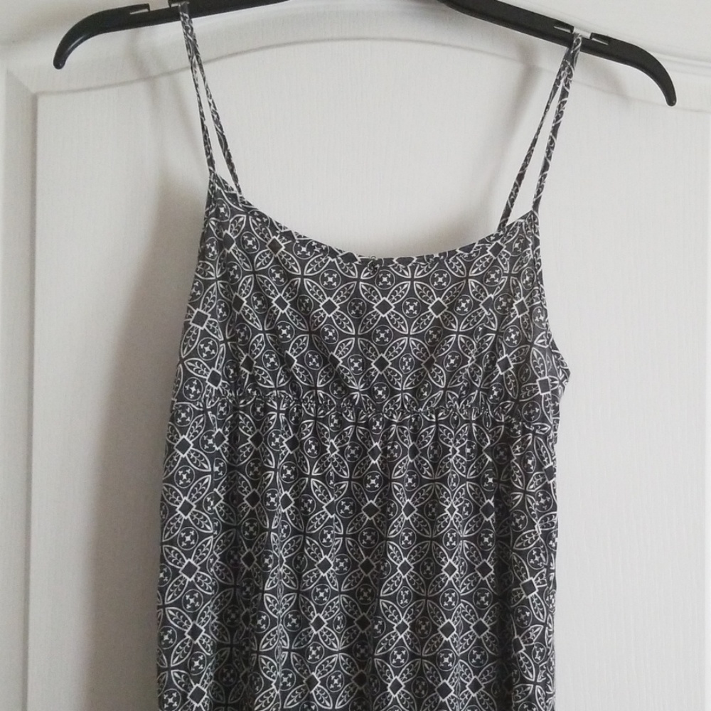 Gray and white maxi dress